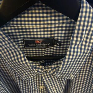 Vineyard Vines Navy and White Checkered Shirt